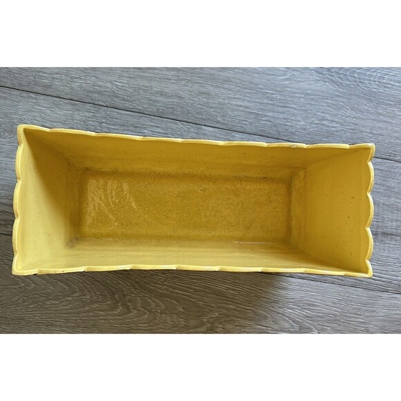 VTG Braytons Laguna CA Ceramic Floral Rectangle Planter Brown Yellow Flowers - Picture 5 of 12